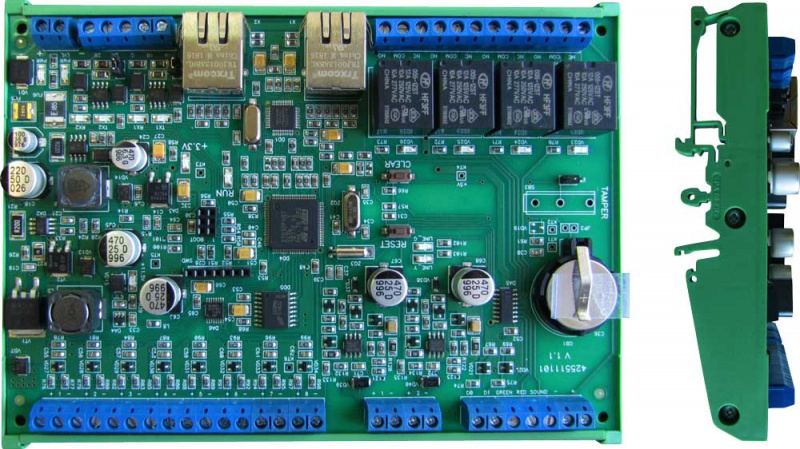 Elsys-AC2 Охранный контроллер, работает под управлением КСК Elsys-MB-Net II в централизованном режиме управления. Открытый корпус для крепления на DIN-рейку