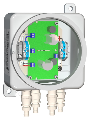 Блок питания уличный во взрывозащищённом корпусе.&nbsp;&nbsp;Класс взрывозащиты 1ExdbIICT5Gb. Напряжение питания 100–240VАС, 50Гц; 150–380VDC. Выходное напряжение 24/27VDС ± 10 %. 2А.