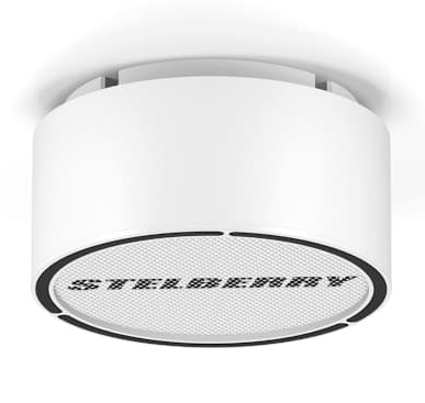 Белый потолочно-настенный громкоговоритель на 12 Ватт. Полоса воспроизводимых частот 75...17200 Герц. Встроенный усилитель D-класса. В комплекте идёт громкоговоритель, потолочная площадка и комплект крепежа для установки на подвесной потолок или на стену.