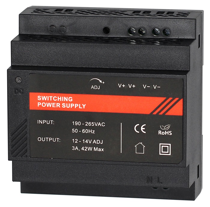 Блок питания 12 VDC/ 3 A, крепление на DIN-рейку, черный