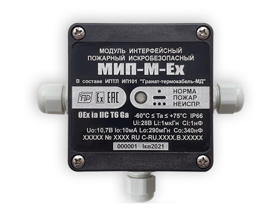 Модуль для контроля термокабеля GTSW-M, 1 шлейф сигнализации, 2-ух или 4-х проводн. сх. подкл. IP65,  3 кабельных ввода (проходной). Установка во взрывоопасных зонах (0Ex ia IIС T6 Ga)