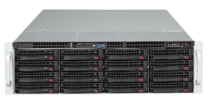 Видеосервер до 170 IP – каналов с предустановленным программным обеспечением Интеллект Х, запись постоянная 24 часа в сутки с разрешением 1920х1080 (Full HD) и суммарным видеопотоком 850 Мбит/с. Серверный корпус 19” 3U (437x132x647 мм), Astra Linux SE «Орёл», полезный архив ёмкостью 240 Тб SAS – аппаратный RAID 6 по умолчанию (жёсткие диски HDD в комплекте с сервером), 3хMini DisplayPort.