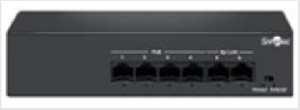 Неуправляемый коммутатор, 4 RJ-45 POE портов (10/100 Мбит/с), 2 RJ-45 Uplink порта (10/100 Мбит/с), бюджет на порт до 30 Вт, общий бюджет до 50Вт.