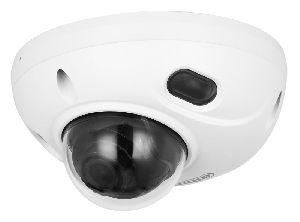 Уличная мини-купольная IP-видеокамера с ИИ, 4Мп; 1/3” CMOS; объектив 2.8мм; механический ИК-фильтр; WDR(120дБ); чувствительность 0.005лк@F1.4; сжатие: H.265+, H.265, H.264+, H.264, MJPEG; 3 потока до 4Мп@25к/с; видеоаналитика: SMD 4.0 (интеллектуальный детектор движения), AI SSA (Автоматическая адаптация сцены), охрана периметра; ИК-подсветка до 30м; встроенный микрофон, аудиовх/вых: 1/1; тревожные вх/вых: 1/1; защита: IP67, IK10; MicroSD до 256Гбайт; питание: 12В(DC), PoE; корпус: металл