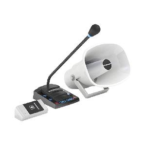 Комплект переговорного устройства клиент-кассир для АЗС с системой громкого оповещения, функцией "симплекс", функцией "вызов",&nbsp;&nbsp;встроенным усилителем, рупором на 15 Ватт и выходом для записи переговоров