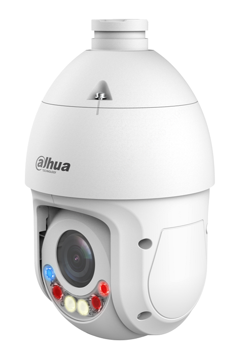 Уличная купольная PTZ IP-видеокамера с активным сдерживанием и ИИ 2Мп; 1/2.8” CMOS; 25x моторизованный объектив 4.8~120мм (25x); механический ИК-фильтр; WDR(120дБ);&nbsp;&nbsp;чувствительность 0.005лк@F1.6; сжатие: H.265+, H.265, H.264+, H.264, MJPEG; 3 потока до 2Мп@50к/с; видеоаналитика: автоматическое слежение, охрана периметра, SMD 4.0 (интеллектуальный детектор движения), детектор лиц; ИК-подсветка 100м, Led-подсветка 50м; сигнализация красно-синей подсветкой; тревожные вх/вых: 2/1; аудиовх/вых: 1/1, динамик; MicroSD до 512Гбайт; защита: IP66, питание: 12В(DC);PoE+