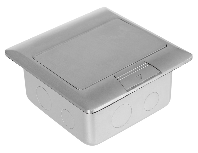 Лючок напольный, 4 модуля, выдвижной, алюминий, в бетон, серебрянный