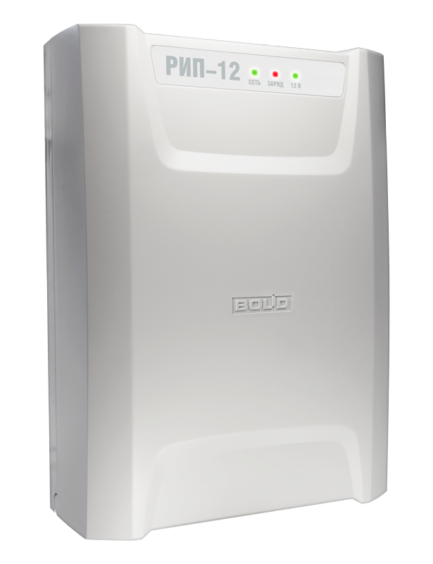 Резервированный источник питания с микропроцессорным управлением, 12 В, 3 А (10 мин-4 А), световая и звуковая индикация режимов, до 17 А/ч  и внешних до 34 А-ч, защита от переразряда. Пластмассовый корпус