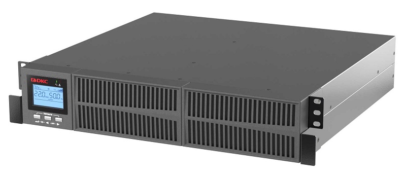 Онлайн ИБП ДКС серии Small Rackmount, 1000 ВА/900 Вт, 1/1, 6xIEC C13,EPO, USB, RS-232, RJ45, Rack 2U, 2x9Ач