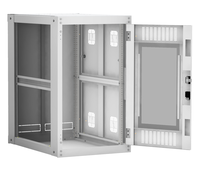 Напольный шкаф 19", 18U, стеклянная дверь, цельнометаллические стенки, Ш600хВ974хГ800мм, в разобранном виде, серый