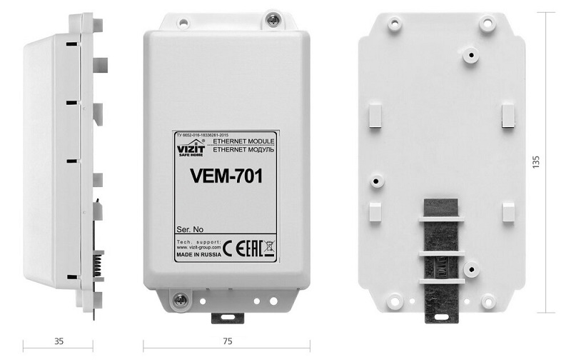 Ethernet модуль предназначен для использования в составе домофонов или видеодомофонов VIZIT совместно с блоками управления БУД-485(-485Р,-485М), КТМ685(685Р,608Р) для удалённого администрирования установок, базы ключей  блоков управления через сеть Интернет.