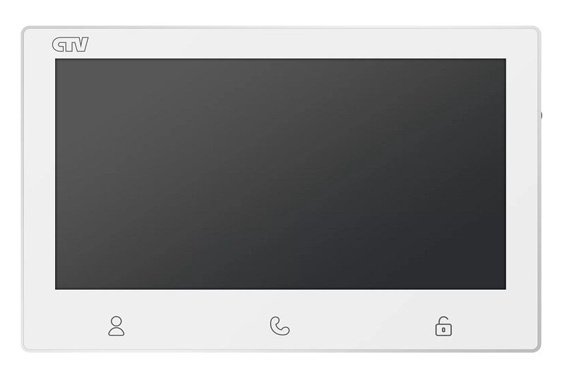 CTV-M3712 Astra W (белый) - Монитор видеодомофона, сенсорное управление, 7" IPS, 1024х600, до 2 панелей, до 2 видеокамер, поддержка форматов AHDи CVBS с разрешением 1080p/720p/960H, режим ожидания с индикацией времени, графическое меню, встроенный источник питания Монитор видеодомофона, сенсорное управление, 7" IPS, 1024х600, до 2 панелей, до 2 видеокамер, поддержка форматов AHDи CVBS с разрешением 1080p/720p/960H, режим ожидания с индикацией времени, графическое меню, встроенный источник питания