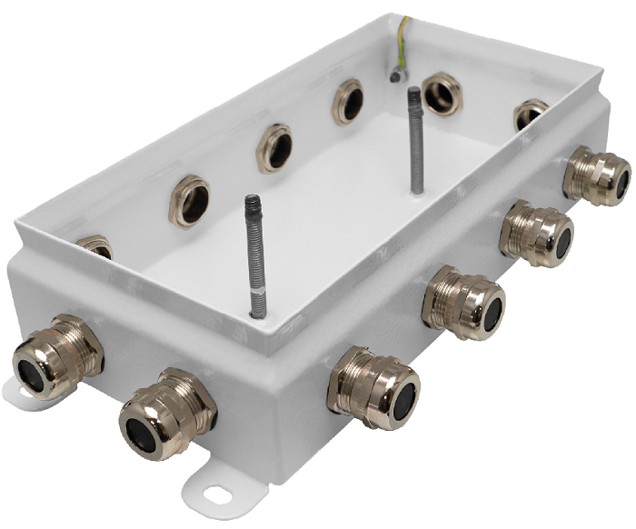Коробка монтажная общепромышленные, оцинкованная сталь 1,2мм, IP66, 123х240х60 мм, 12 вводов