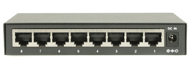 Неуправляемый коммутатор Fast Ethernet на 8 RJ45 портов. Порты: 8 x FE (10/100Base-TX). Изоляция портов (VLAN). Auto MDI/MDIX Встроенная грозозащита 3кВ. В комплекте БП DC12V(1A). 138 x 25 x 80мм. -10...+55 гр. С.