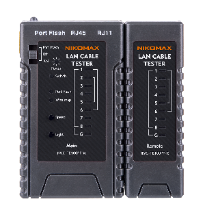 Кабельный тестер, UTP/STP, RJ11, RJ12, RJ45, с функцией Port Flash и LED фонарем