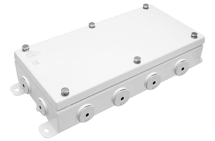 Коробка монтажная общепромышленные, оцинкованная сталь 1,2мм, IP66, 150х300х62 мм, 12 вводов, диаметр присоединяемого кабеля: М20 (8-13), (Р) - резиновый ввод