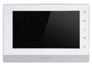 Монитор видеодомофона IP 7 дюймовый, белый 800x480 разрешение, ёмкостной сенсорный экран; тревожные входы / выходы 6/1; RS485. LAN; опциональная установка карты памяти Micro SD до 32Гб; Возможность просмотра IP видеокамер; DC 12В; 200.5×136.5×222 мм; Установка - на стену.