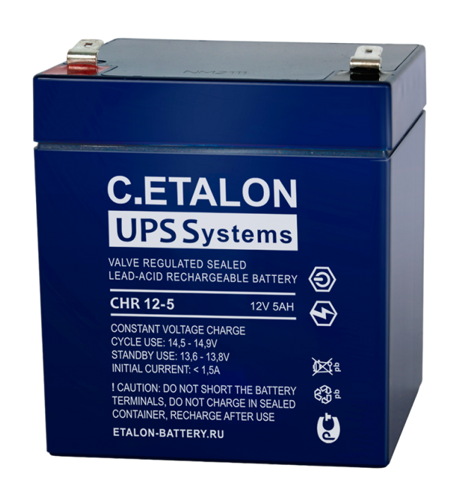 Аккумулятор 5 А/ч 12В, 90х70х107 мм, вес 1,55 кг, 