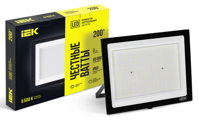 Прожектор СДО 06-200 светодиодный черный IP65 6500K