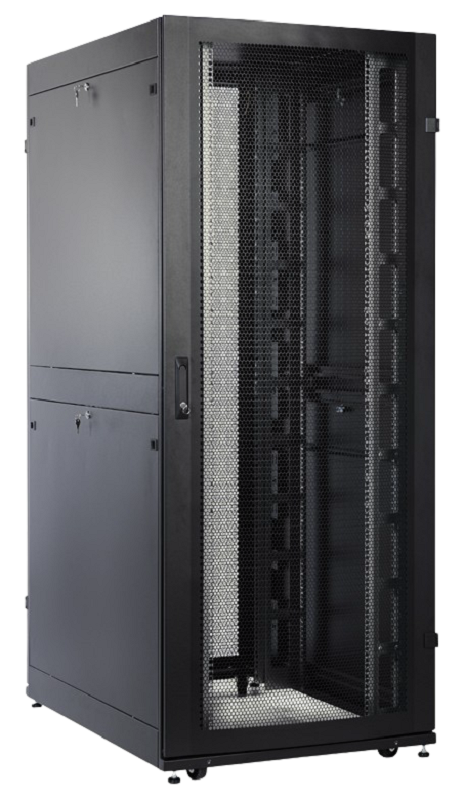 Шкаф серверный ПРОФ напольный 48U (800 × 1000) дверь перф. 2 шт., черный, в сборе