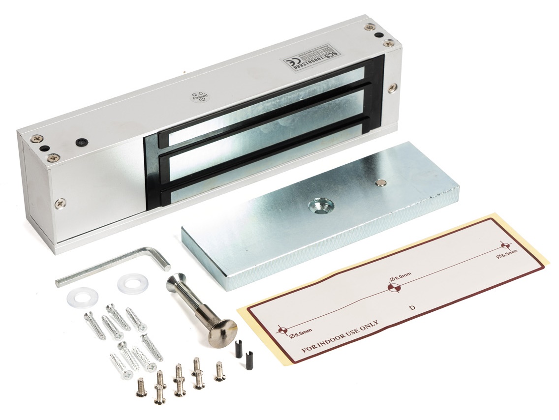 Электромагнитный замок с L-образным креплением, усилие 420 кг.  12 В / 0,4 А. от -35 до +50. 250х62х35,8 мм, масса 2,9 кг. В комплекте L-образное крепление.