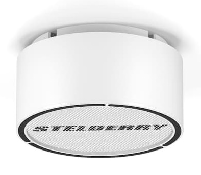 Белый потолочно-настенный громкоговоритель на 7 Ватт. Полоса воспроизводимых частот 80...16500 Герц. Встроенный усилитель D-класса. В комплекте идёт громкоговоритель, потолочная площадка и комплект крепежа для установки на подвесной потолок или на стену.