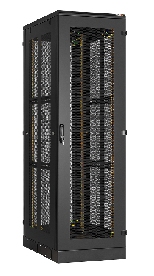 Напольный шкаф 19", 24U,  перфорированная передняя дверь, боковые перфорированные стенки и задняя дверь Ш600хВ1280хГ1000мм, в разобранном виде, черный