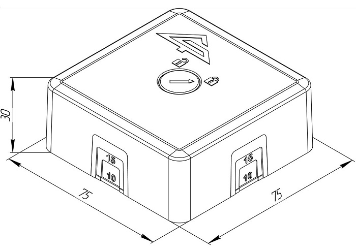 Коробка монтажная огнестойкая IP41, фарфоровый клеммник 4 контакта, до 6 мм кв., 75х75х30 мм, вводы вставки из эластичного материала