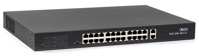 Коммутатор неуправляемый PoE Plus, мощность 300Вт, порты: 24-Ethernet, 2-Uplink