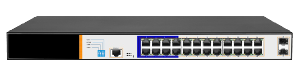 Коммутатор, WEB Smart управляемый, 24 PoE (802.3af/at) портов 10/100/1000Мбит/с 8 до 250 метров cat.6, 2*SFP 1000Мбит/с, 400Вт APO&R