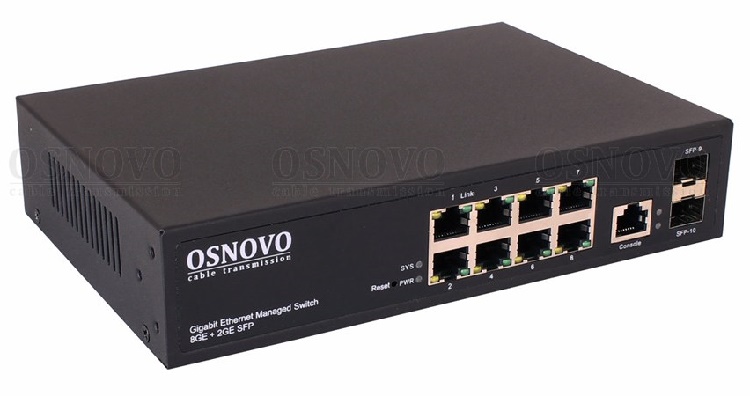 Управляемый (L2+) коммутатор Gigabit Ethernet на 10 портов.Порты: 8 x GE (10/100/1000Base-T) + 2 x GE (SFP 1000Base-X), 