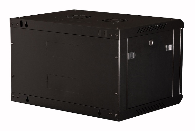 Шкаф 19" телекоммуникационный настенный, 6U 368х600х450 мм, дверь стекло, черный