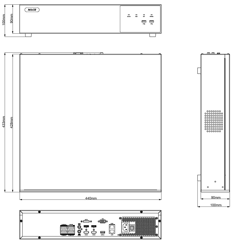 IP видеорегистратор 64 канала/16PoE, Н.265(+)/264(+) (аудио G.711/AAC), разрешение до 12Mп(4000x3000), вх./исх.поток -640Мб/512Мб, ONVIF S/T, Р2Р Bitvision,&nbsp;&nbsp;поддержка Web/Android/iOS, VMS Win/MacOS, аудио RCA вход/выход, интерком, трев.вход/выход – 16/4, 2*USB 2.0/1*USB 3.0, SATA 8*10Тб, 1*eSATA, RJ45 100/1000M, бюджет 200Вт, до 200м, RS485, 
