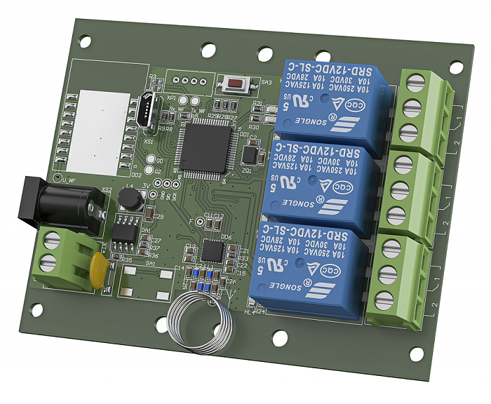 Реле радиоканальное 3 выхода 433 МГц (с БП)