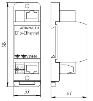 Устройство защиты от импульсных перенапряжений 4-проводной сети Ethernet, 10-100 Мбит/сек, Крепление на DIN-рейку.