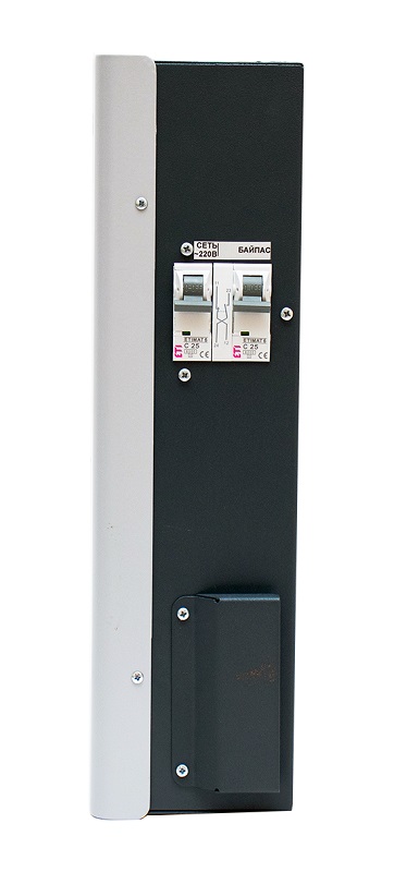 Стабилизатор переменного напряжения инверторный (с двойным преобразованием) однофазный, чистая синусоида; P-нагр.5 кВА/4,5 кВт, U-вх.165…310 В, U-вых.220…230 В (с шагом 1 В), I-вых.23 A; IP20, t-раб. +5…+40°C, 358х246х101 мм