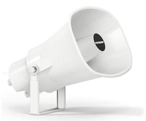 Рупорный уличный громкоговоритель на 30 Ватт. Степень защиты IP 66. Встроенный усилитель D-класса. 2 гермоввода для кабеля. Полоса воспроизводимых частот 250...6 500 Герц.