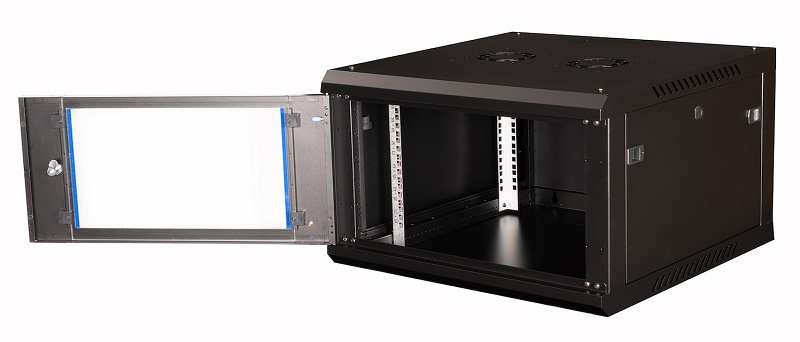 Шкаф 19" телекоммуникационный настенный, 6U 368х600х600 мм, дверь стекло, черный