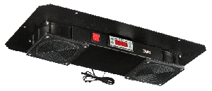 Вентиляторный блок TLK для настенных шкафов серии TWM, TWC-R, для напольных шкафов серии TFR-R глубиной 600 мм, 2 вентилятора с фильтрующими элементами (нижние решётки пластиковые с фильтром), терморегулятором и датчиком, без шнура питания, черный