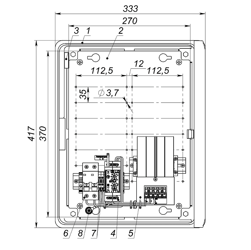 Термошкаф из армированного стекловолокном полиэстера с обогревом. Класс ударопрочности IK10.&nbsp;&nbsp;-60° ÷ + 80°C. IP66. Потребляемая мощность 110 Вт. Напряжение питания 230V ± 10% AC, 6A. 333х417х200мм.