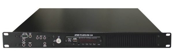 Блок речевого оповещения с высоковольтным выходом (1 линия оповещения), выходом для подключения АКБ и возможностью трансляции музыки, выходная мощность - 120Вт, питание - 220В, резервное питание АКБ 17А/ч - 2шт, IP20, ГО и ЧС, 3 речевых сообщения длительностью 100 сек., кол-во БР- до 50 шт., кол-во&nbsp;&nbsp;оповещателей - до 120 шт., 430х45х275мм, -10 …+55°С, вес - 3,75кг.