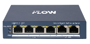 Коммутатор L2, Смарт-управляемый, 4 гигабитных порта RJ45 PoE, 2 uplink порта 1000М RJ45, 802.3af/at, бюджет мощности PoE 45 Вт, облачное управление, VLAN, STP/RSTP loop prefention, PoE watchdog, поддержка режима передачи до 300м,10Мб/с, CAT6; защита от перенапряжения 6 кВ; настольный/настенный монтаж