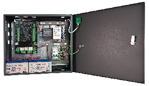 Специализированный шкаф для одного контроллера серии AAM-LAN, с установленными внутри двумя источниками питания, с замком и датчиком вскрытия корпуса. Увеличенный источник питания для замков.