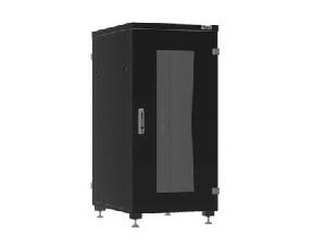 Напольный шкаф серии 19", 24U, стеклянная дверь, цельнометаллические стенки и задняя дверь, Ш600хВ1241хГ800мм, в разобранном виде, черный RAL9005