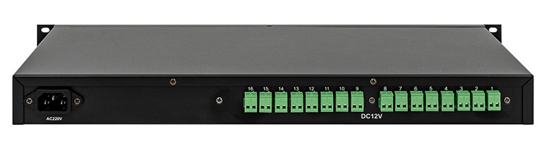 AT-12/150 Источник питания для установки в стойку 19". 1U. Uвх. AC 110-250, Количество выходов 16 х 1 А.