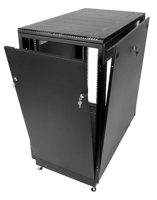 Шкаф телекоммуникационный напольный 27U (600 × 600) дверь стекло, цвет черный