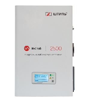 Стабилизатор переменного напряжения инверторный (с двойным преобразованием) однофазный, чистая синусоида; P-нагр.2,5 кВА/2 кВт, U-вх.165…310 В, U-вых.220…230 В (с шагом 1 В), I-вых.11,3 A; IP20, t-раб. +5…+40°C, 205х370х103 мм