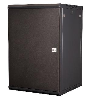 Шкаф 19" телекоммуникационный настенный, 18U 901х600х600 мм, дверь металл, черный