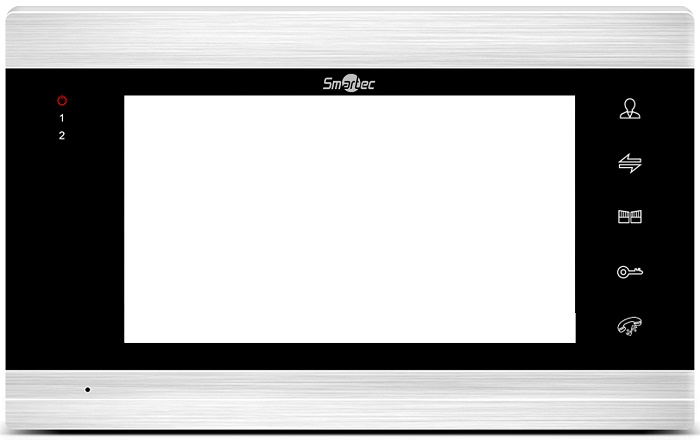 Монитор видеодомофона 7", AHD, 4-х проводная линия связи, поддержка 2-х панелей вызова, поддержка 5 доп. мониторов, поддержка 2 доп. камер и охранных датчиков, фото/видео запись, поддержка SD карт памяти, встроенный блок питания, серебряный металик.