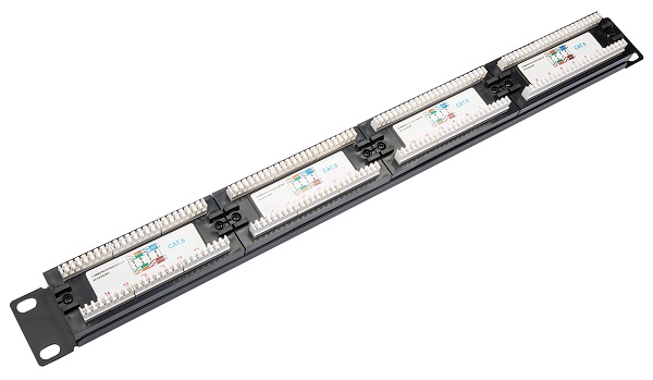 Коммутационная панель кат.6, UTP, 19", 1U, 24хRJ45, 568A/В, черный
